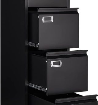 4 Drawer File Cabinet, Filing Cabinets for Home Office, Metal Vertical File Storage Cabinet with Lock, Locking File Cabinet for A4 Legal/Letter, 15" W x 17.7" D x 50.1" H, Assembly Required